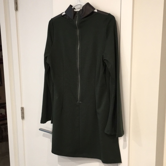 Forest Green Tunic with Faux Leather Collar - Picture 4 of 11